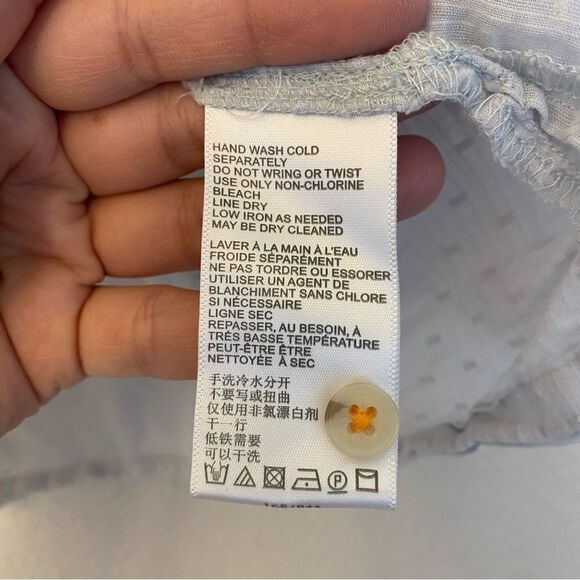 Anthropologie Maeve blue orange Floral embroidery Christie Buttondown blouse 2 - Picture 12 of 12